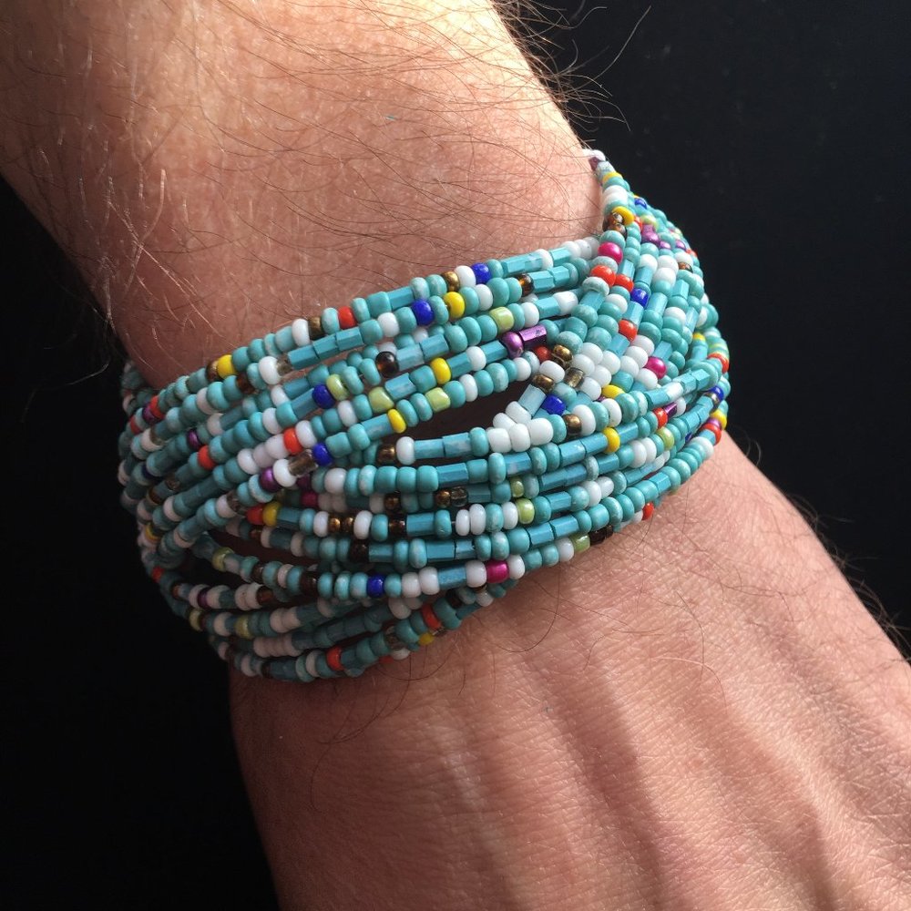 Handmade Bead Bracelet Turquoise Multi-Color